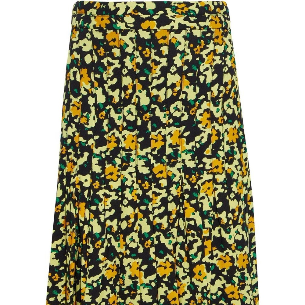 PROENZA SCHOULER Pleated printed crepe midi skirt yellow size 4